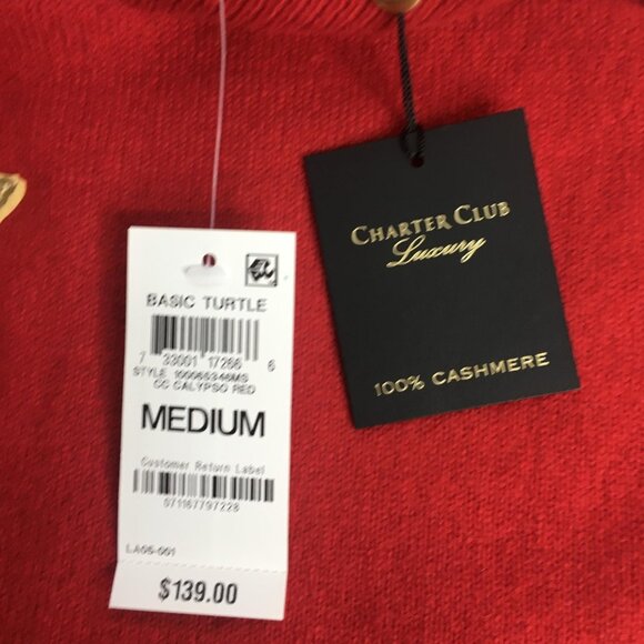 Cashmere  Sweater Womens Medium Red Turtleneck Gold Sequin Stars Celestial - Picture 4 of 16